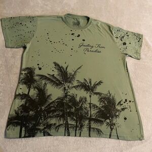 Fresh Laundry Greetings From Paradise Palm Tree Graphic T-Shirt Mens 2XL Green